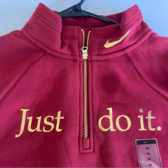 Nike Tops - Nike “MWT” Crop Hoodie Half Zip  Long Sleeve, Color Red, Size Medium